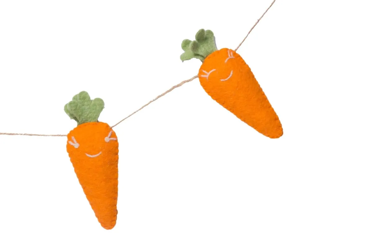 De Kulture Handmade Premium Wool Felt Easter Carrot Garland Eco Friendly Eastertide Wall Hanging Home Office Wedding Party Holiday Decoration Banner 48 Inches